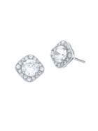 Crislu Florettes Cubic Zirconia And Platinum Sterling Silver Luxe Stud Earrings