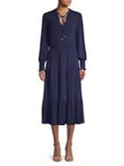 Michael Michael Kors Tie-neck Long-sleeve A-line Dress