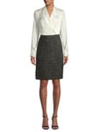 Donna Karan Long Sleeve Tweed Shirt Dress