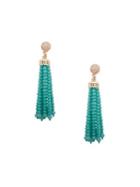 Anne Klein Goldtone Beaded Tassel Clip-on Earrings