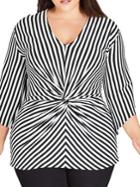 City Chic Plus Twisted Striped Top