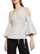 Bcbgmaxazria Cold-shoulder Bishop-sleeve Wrap Top