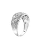 Lord & Taylor Diamond And Sterling Silver Scroll Ring