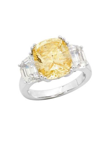Crislu Confetti Canary Platinum-plated Sterling Silver Cocktail Ring