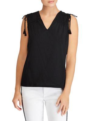 Lauren Ralph Lauren Petite Tassel-tie Jersey Top