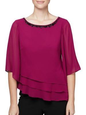 Alex Evenings Embellished Triple-tier Blouse