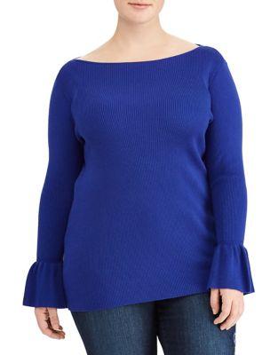 Lauren Ralph Lauren Plus Ruffle-cuff Cotton Sweater