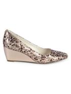 Anne Klein Isley Leopard-print Leather Wedge Espadrilles
