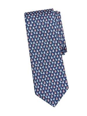 Brooks Brothers Red Fleece Winter Hat Printed Silk Tie