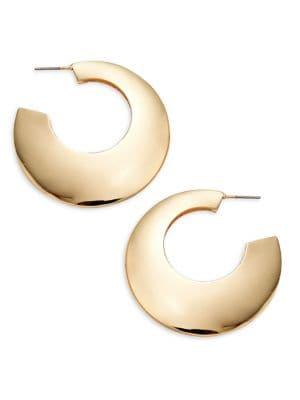 Design Lab 2-pair Gold-plated Puff Hoop Earrings