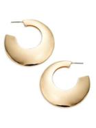 Design Lab 2-pair Gold-plated Puff Hoop Earrings