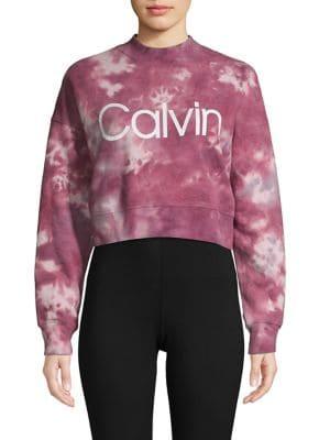 Calvin Klein Performance Tie-dye Cropped Logo Sweatshirt