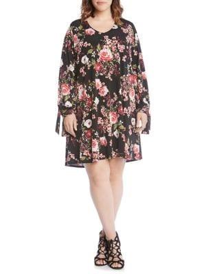 Karen Kane Plus Taylor Floral A-line Dress