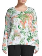 Lord & Taylor Plus Printed Button-front Cardigan