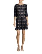 Eliza J Petite Lace Boatneck Fit And Flare Dress