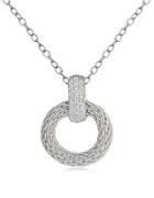 Lord & Taylor Cubic Zirconia And Sterling Silver Circular Pendant Necklace