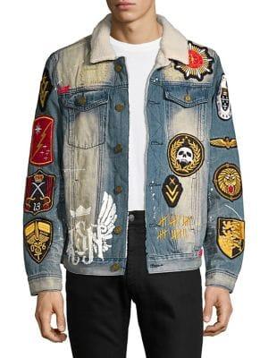 Reason Shearling-trimmed Embellished Trucker Jacket