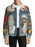 Reason Shearling-trimmed Embellished Trucker Jacket
