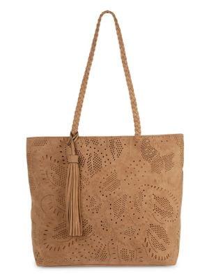 Violet Ray Perforated Faux Leather Tote