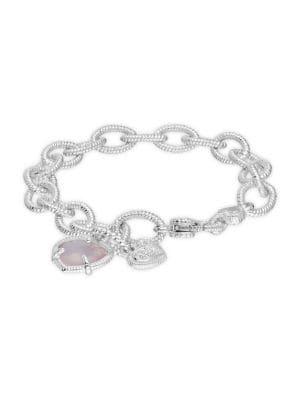 Ripka La Petite Sterling Silver Rose Quartz & White Topaz Charm Bracelet