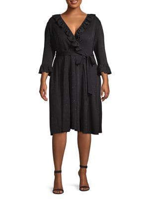 Gabby Skye Plus Speckled Three-quarter Dress