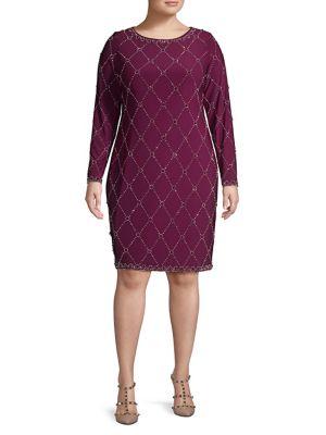 Betsy & Adam Plus Embellished Sheath Dress