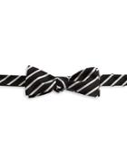 Black Brown Striped Silk Bow Tie