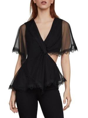 Bcbgmaxazria Twist-front Capelet Top