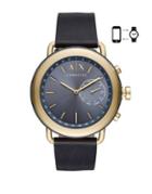Armani Exchange Luca Aix Hybrid Stainless Steel And Leather-strap Smart Watch