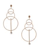 Bcbgeneration Pearl Group Faux Pearl & 12k Yellow Goldplated Triple Circle Drop Earrings