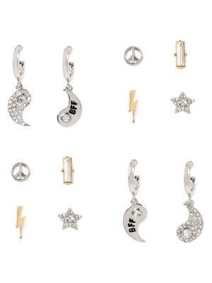 Bcbgeneration Bff 6-pair Silvertone, Goldtone & Crystal Drop And Stud Earrings