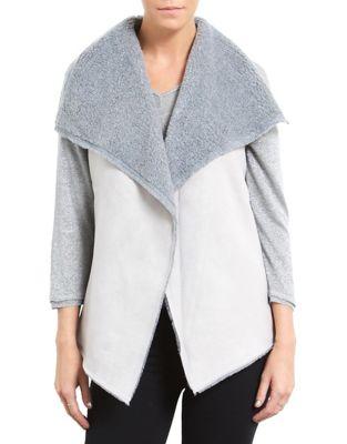 Three Dots Faux-shearling Reversible Vest