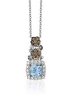 Levian Chocolatier Sea Blue Aquamarine, Chocolate Diamond And Vanilla Diamond Pendant Necklace