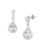 Lord & Taylor Sterling Silver And Cubic Zirconia Sunburst Earrings