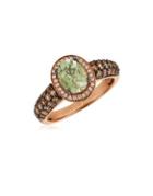 Le Vian Chocolatier White Diamond, Brown Diamond, Green Amethyst And 14k Rose Gold Ring