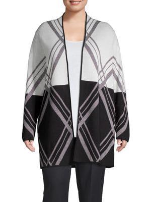 Nipon Boutique Plus Criss-cross Striped Open Cardigan
