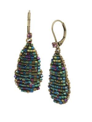Miriam Haskell Woven Seed Beaded Teardrop Earrings