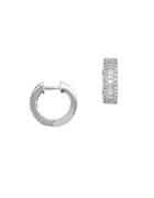Effy Classique Diamond And 14k White Gold Huggie Hoop Earrings, 0.76tcw