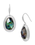 Robert Lee Morris Soho Armored Architecture Abalone Silverplated Sculptural Drop Earrings