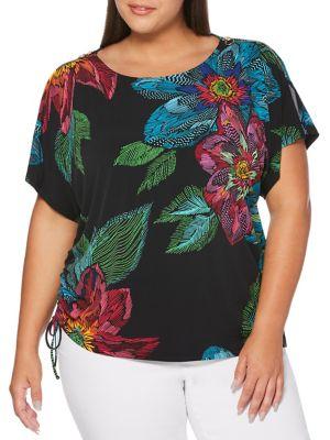 Rafaella Plus Floral Slit Sleeve Top