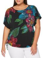 Rafaella Plus Floral Slit Sleeve Top