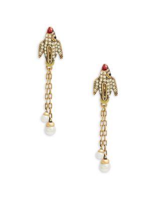 Marc By Marc Jacobs Crystal And Faux Pearl Drop Earrings