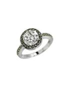 Lord & Taylor Marcasite And White Topaz Halo Ring