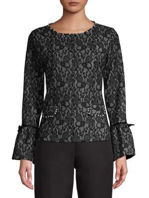 Karl Lagerfeld Paris Embellished Bell-sleeve Top