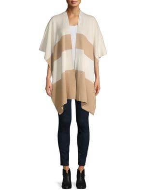 H Halston Colorblock Jacquard Cape