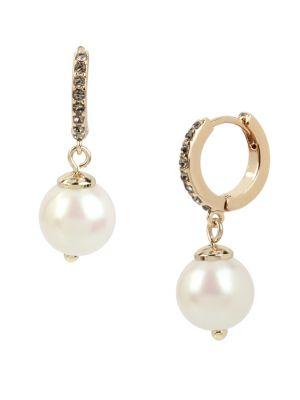 Kenneth Cole New York Pearl, Diamond And Crystal Hoop Earrings