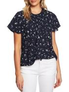 Cece Meadow Monet Linen & Cotton Blend Floral Top
