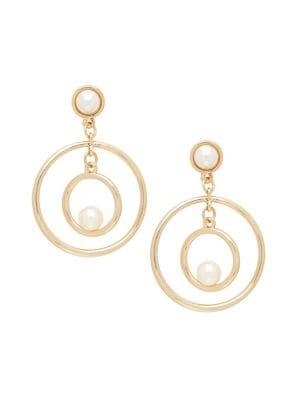 Design Lab 2-pair Faux-pearl Cicle Drop Earrings