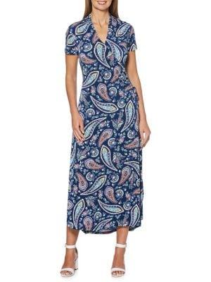 Rafaella Paisley Surplice Midi Dress