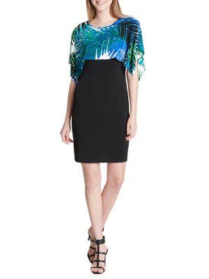 Calvin Klein Printed Ruffle-sleeve Dress
